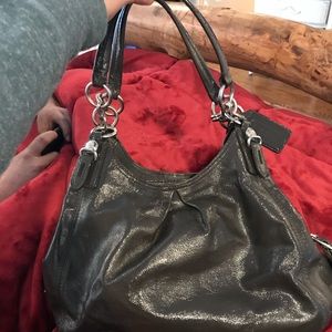 Gray leather Coach bag